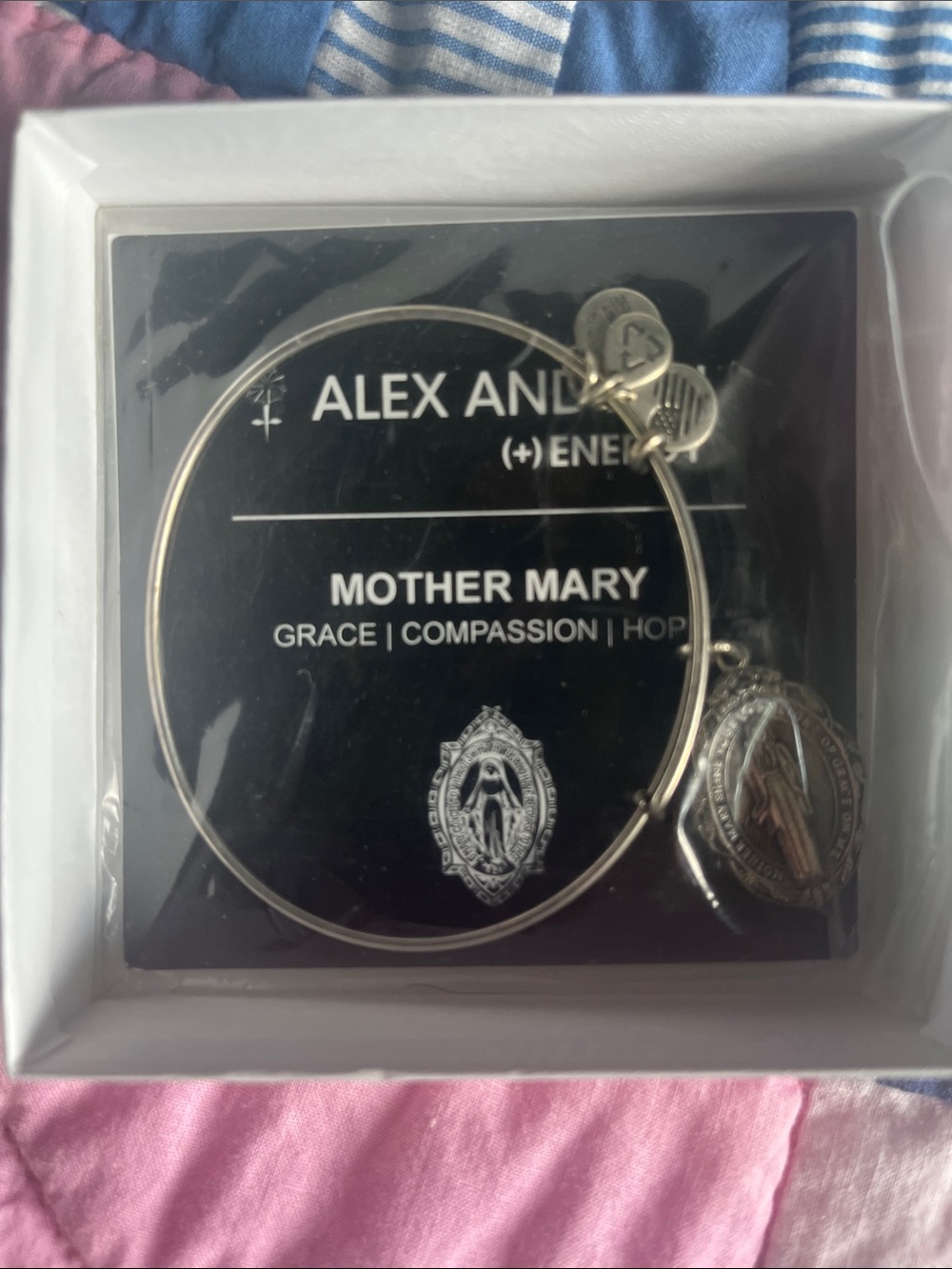 Alex and Ani Silver Mother Mary Charm Bangle Bracelet